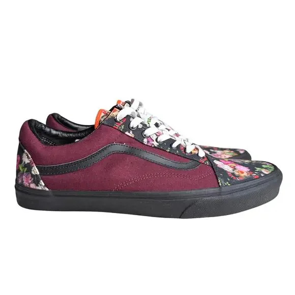 Vans Old Skool Custom Maroon and Floral Mens 13 - Picture 1 of 5